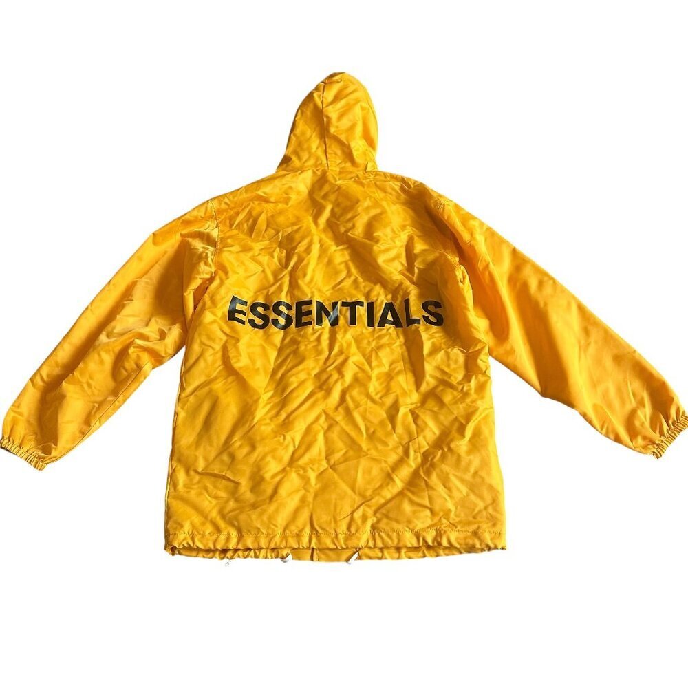 Fear of God FOG Essentials Yellow Orange Rain Coat Windbreaker Jacket Medium
